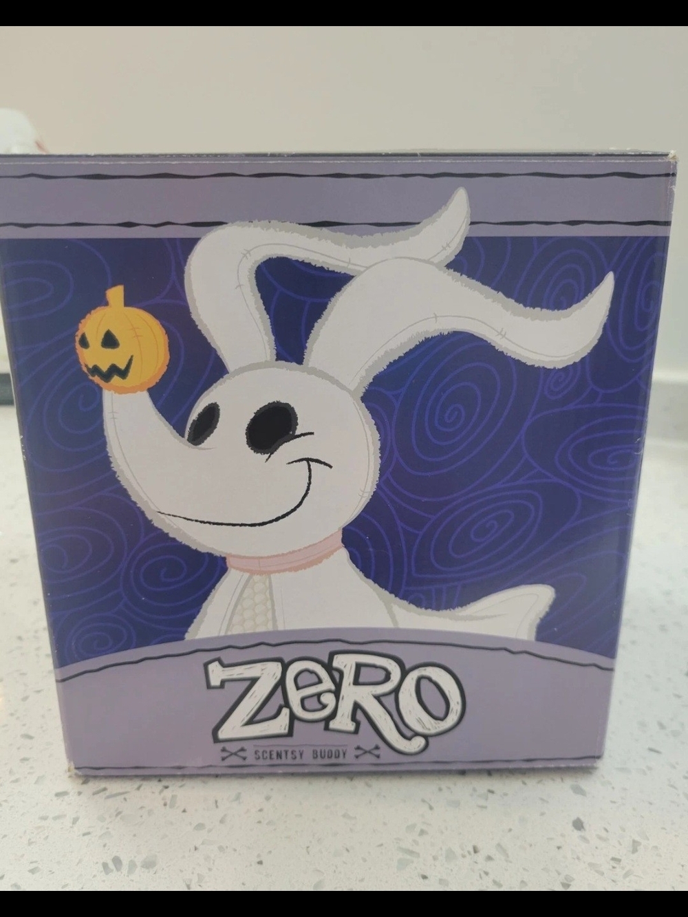 Scentsy Zero Buddy Box — White Figure with Orange Pumpkin